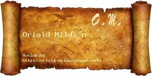 Oriold Milán névjegykártya
